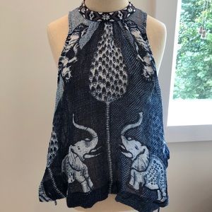 Blue Elephant Free People Top